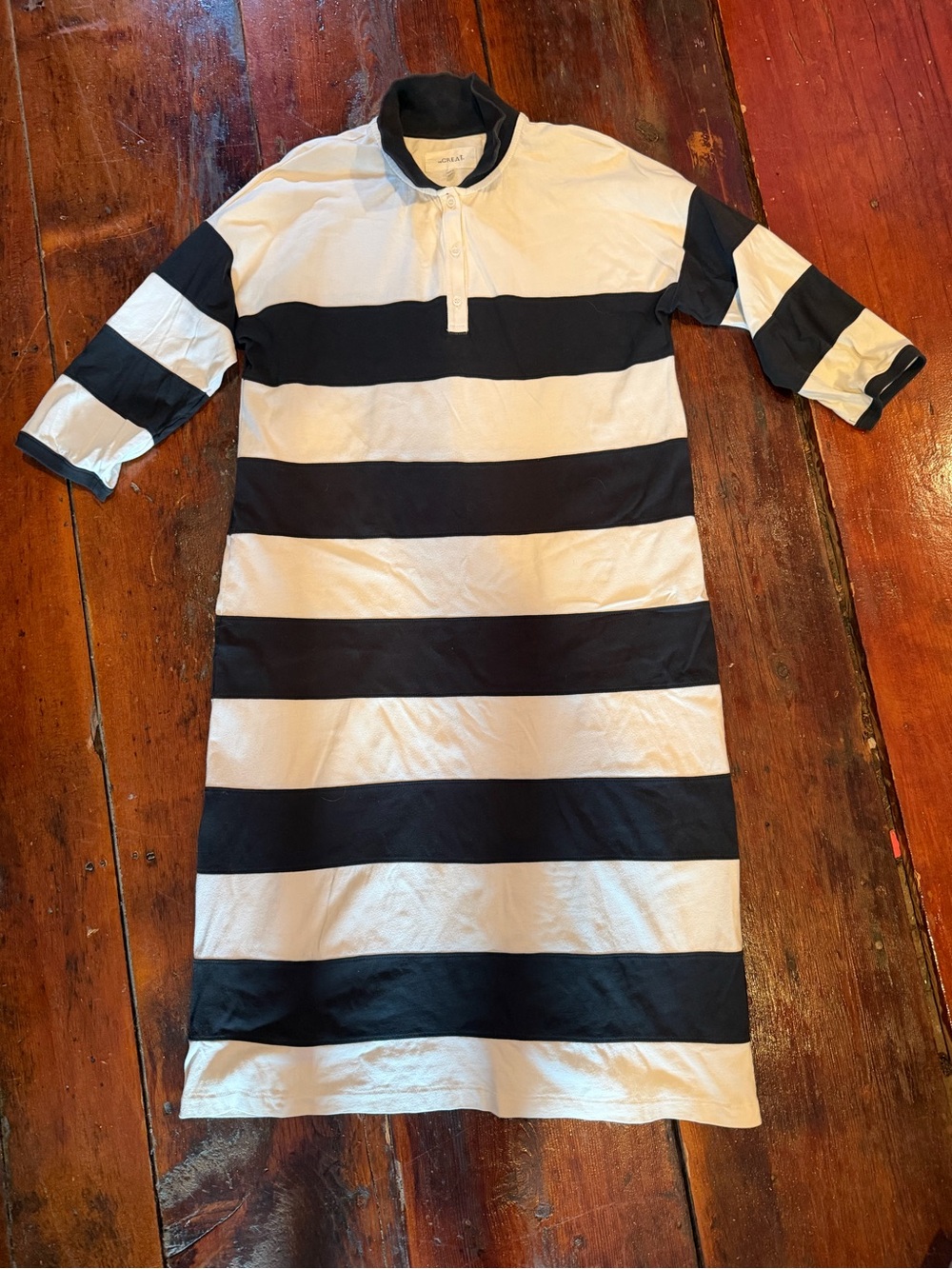 The Great Black and White Stripe Polo Dress